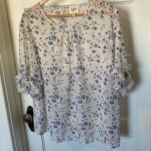 Chiffon floral Blouse Ruffle sleeve by Hayden LA size 1x